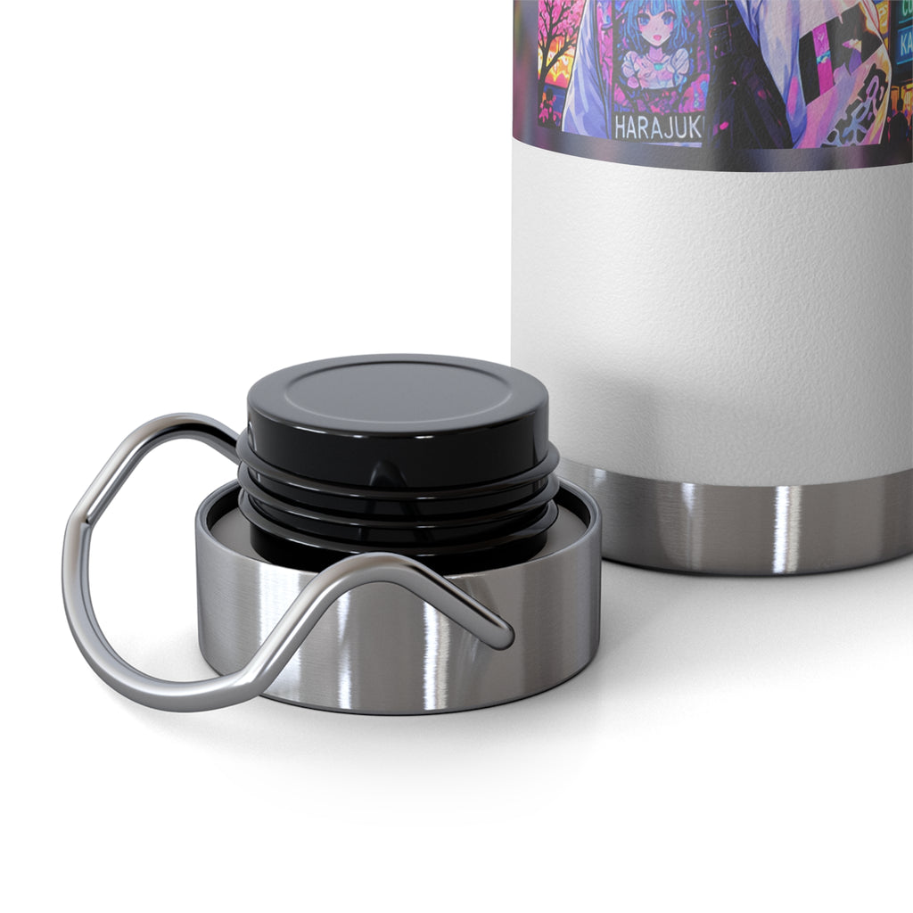 Harajuku Style 9 Neon City Anime Girl Water Bottle — 22oz Copper Vacuum Insulated