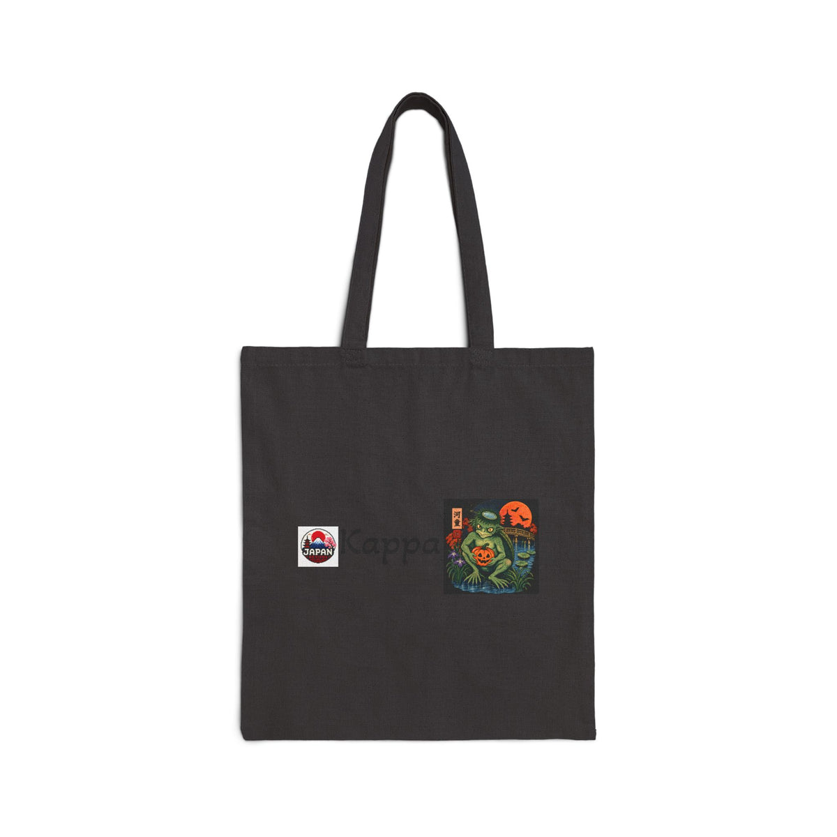 Kappa Japanese Yokai Halloween Illustration Tote Bag | Anime Mascot Logo Canvas
