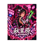 Akihabara Cyberpunk Anime Poster — Neon Red Matte Vertical Print