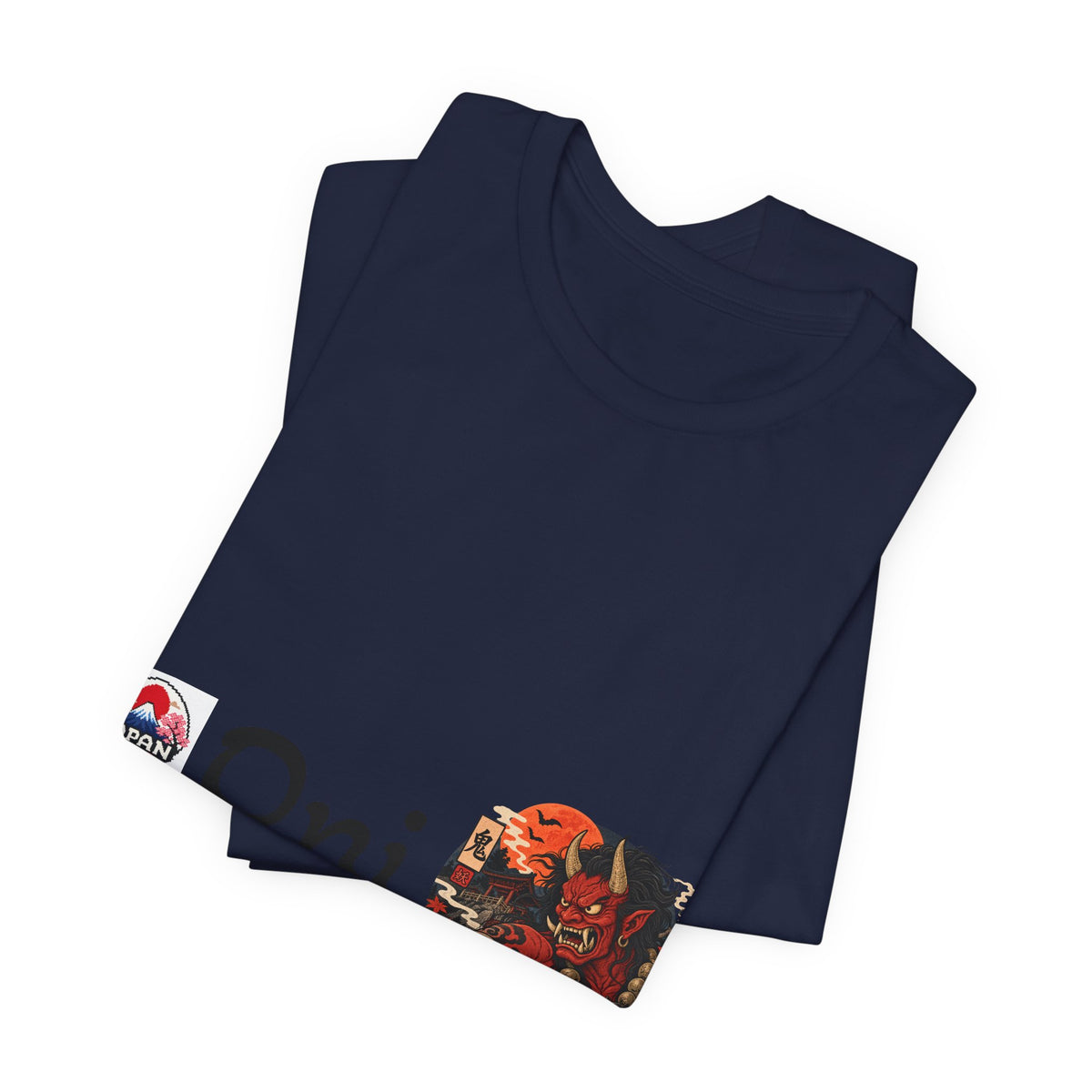 Oni Japanese Demon Yokai Halloween Illustration T-Shirt | Samurai Mask Graphic