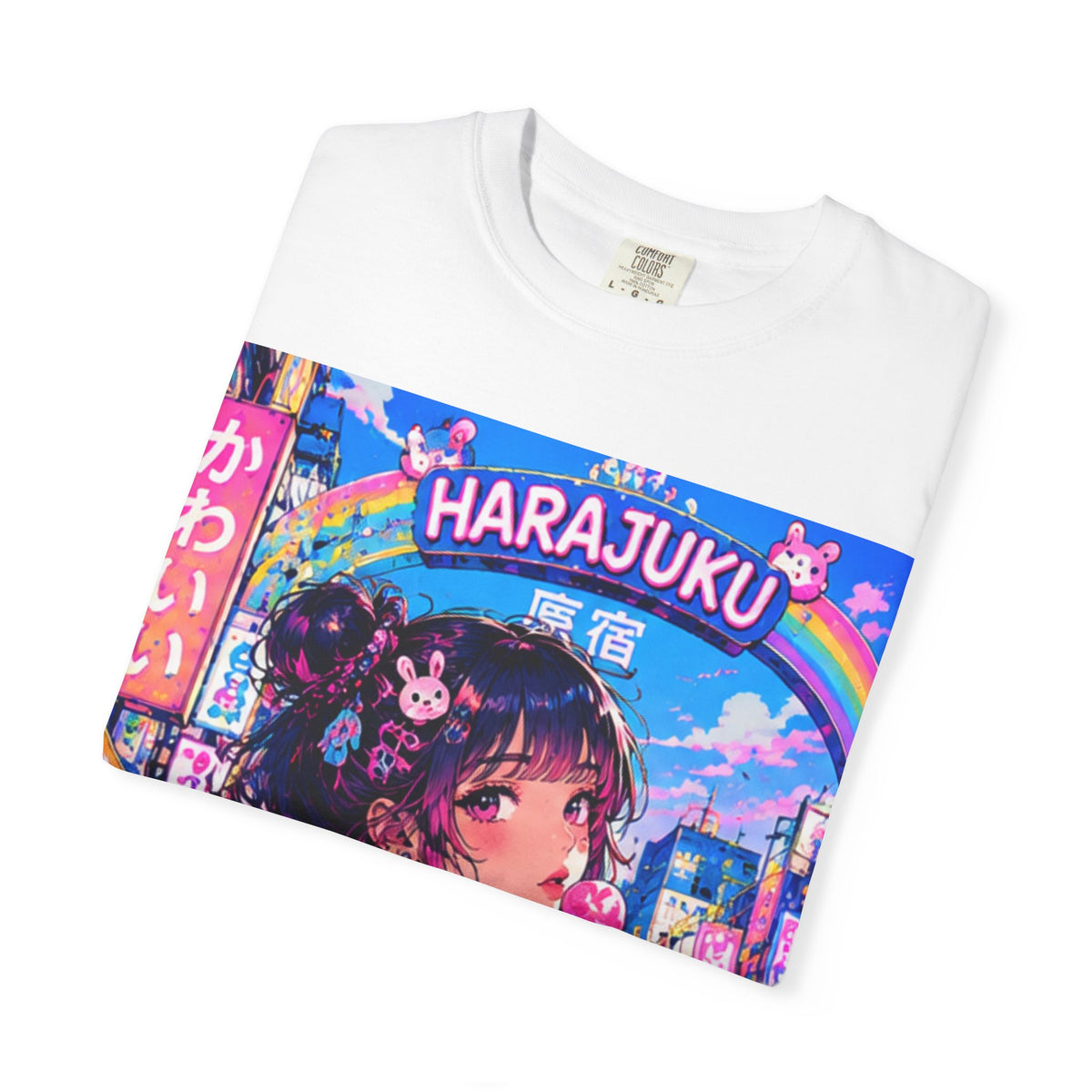 Harajuku Style 7 Neon City Anime Girl T-Shirt – Tokyo Streetwear Graphic Tee