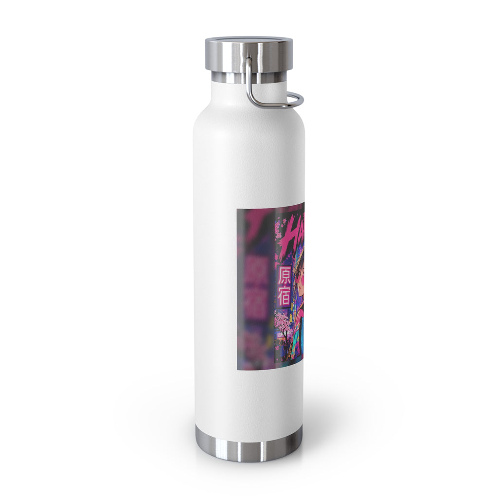 Harajuku Style 7 Neon City Anime Girl Water Bottle — 22oz Copper Vacuum Insulated