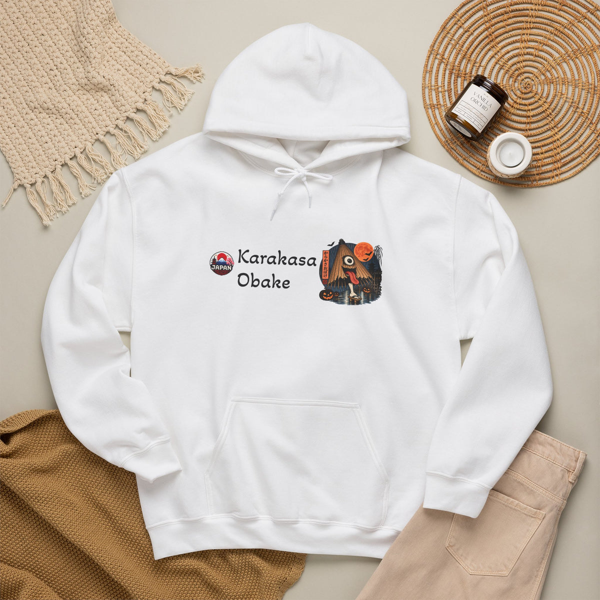 Karakasa Obake Halloween Ghost Illustration Hoodie | Japanese Yokai Hooded Sweatshirt