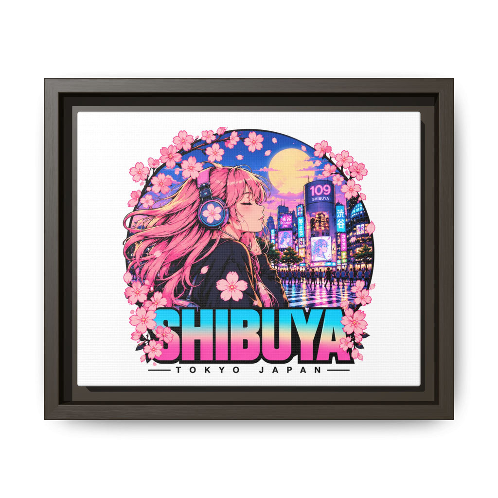 Shibuya Sky 4 City Pop Tokyo Anime Girl Matte Framed Canvas Print