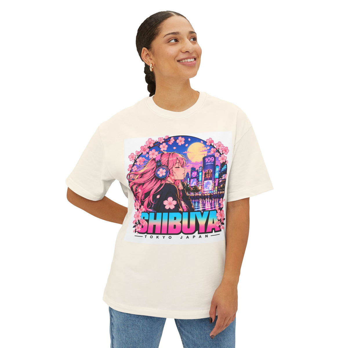 Shibuya Sky 4 Tokyo City Pop Neon Anime Tee — Retro Japanese Cityscape Graphic T-Shirt