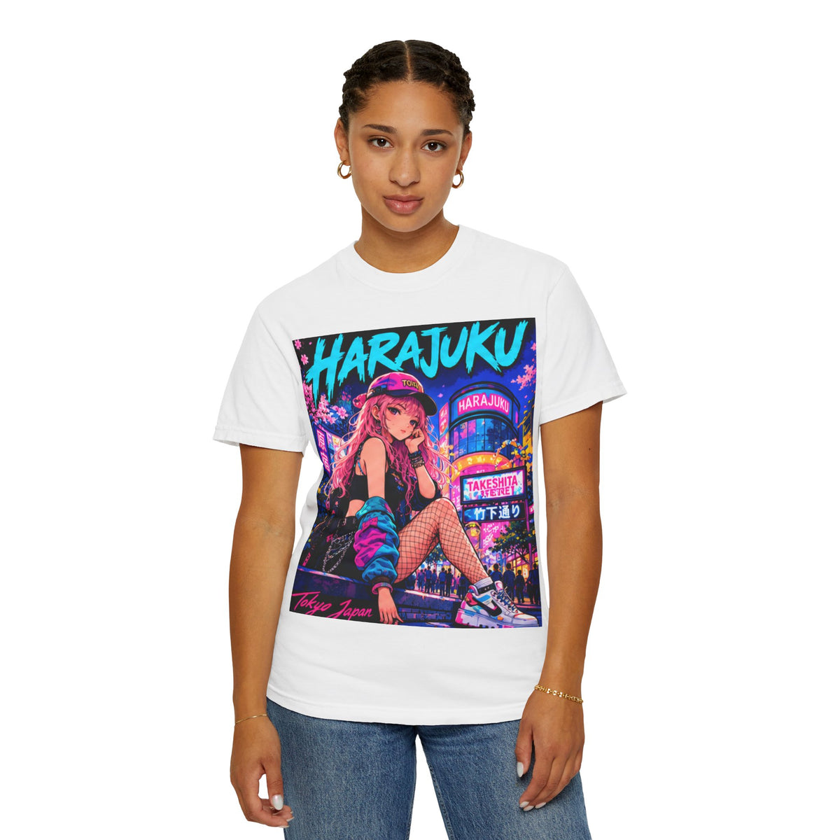 Harajuku Style 2 Neon City Anime Girl T-Shirt – Tokyo Streetwear Graphic Tee