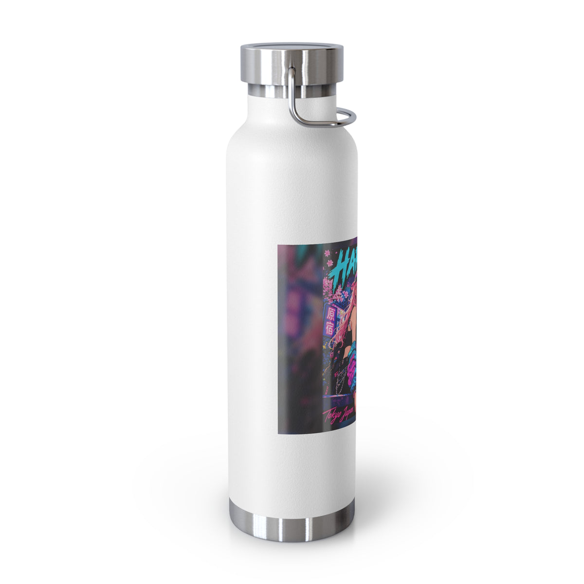 Harajuku Style 8 Neon City Anime Girl Water Bottle — 22oz Copper Vacuum Insulated