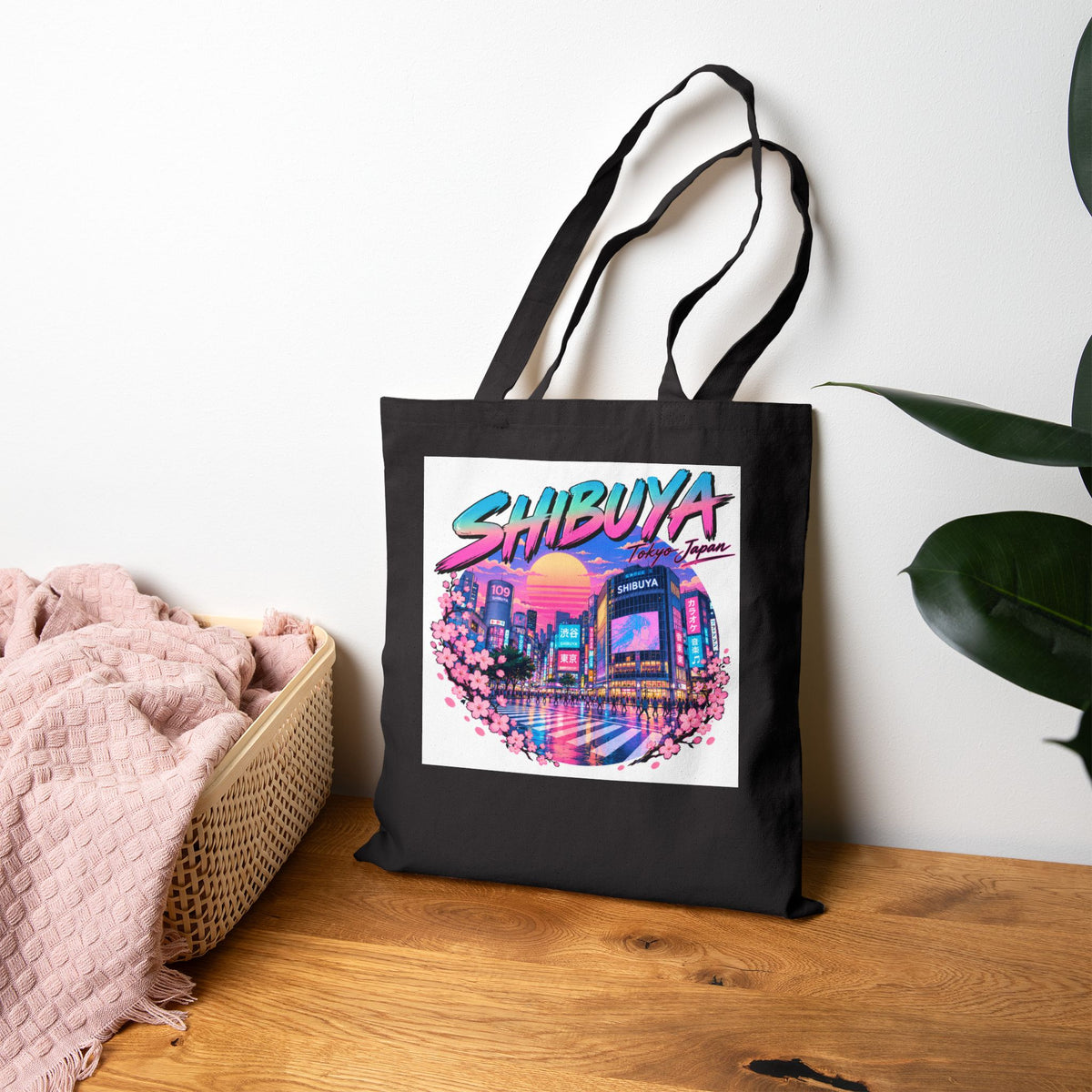 Shibuya Sky 0 Tokyo Neon City Tote Bag — Anime Aesthetic Canvas Shopper