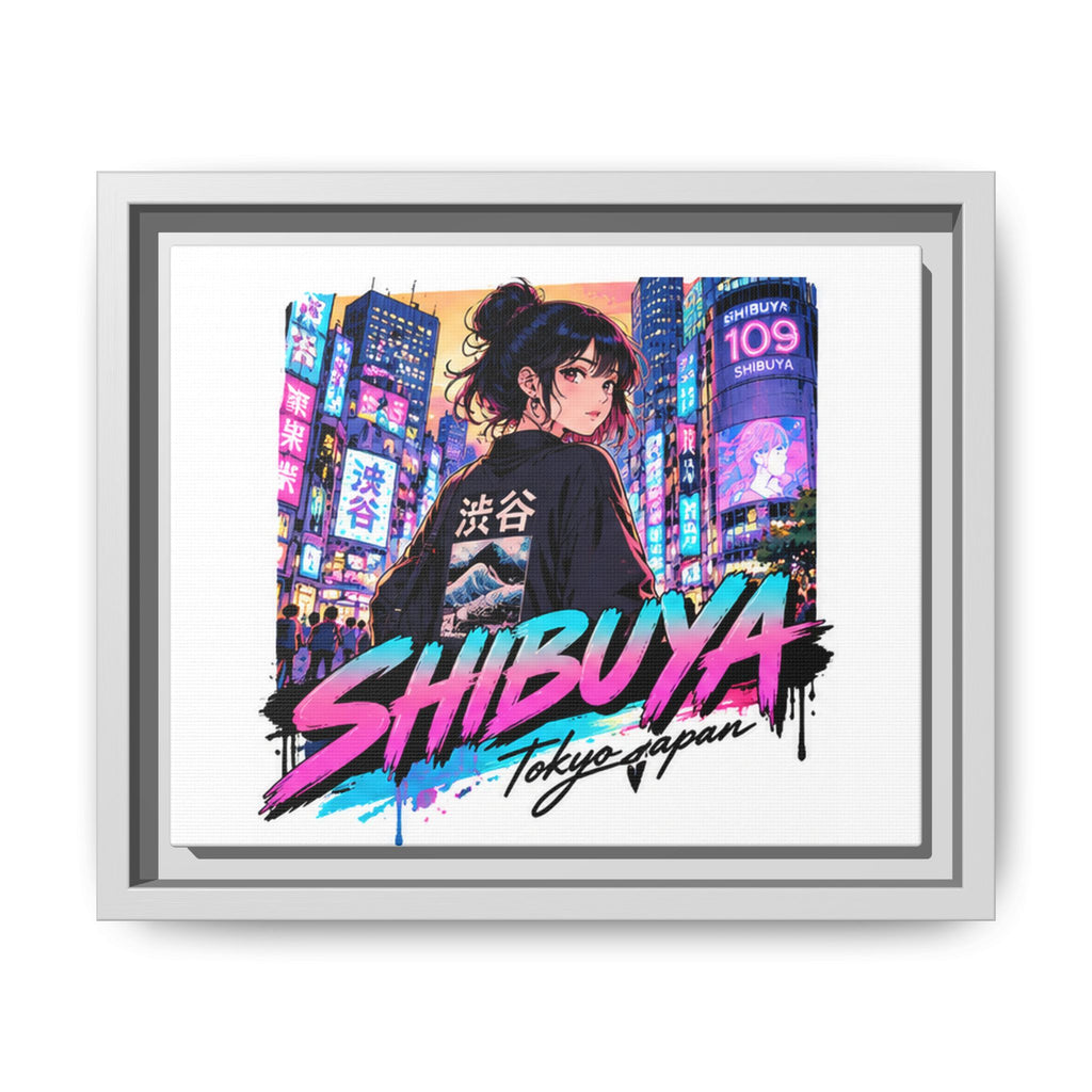 Shibuya Sky 5 City Pop Tokyo Anime Girl Matte Framed Canvas Print