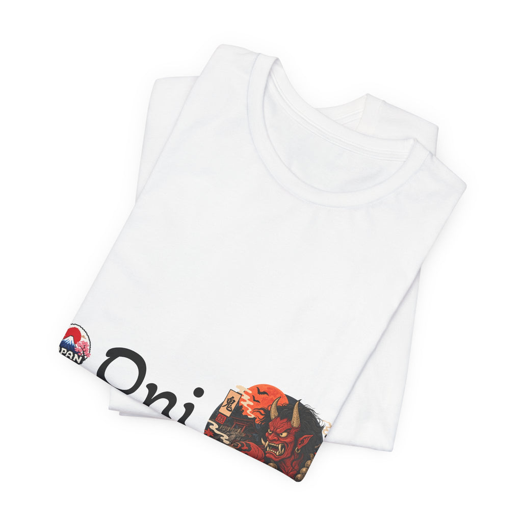 Oni Japanese Demon Yokai Halloween Illustration T-Shirt | Samurai Mask Graphic