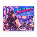 Harajuku Style 13 Neon City Tokyo Anime Girl Matte Canvas Wall Art