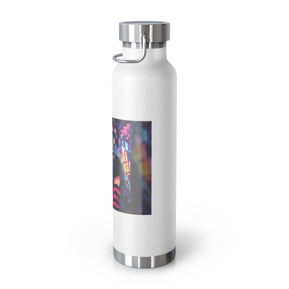 Harajuku Style 10 Neon City Anime Girl Water Bottle — 22oz Copper Vacuum Insulated