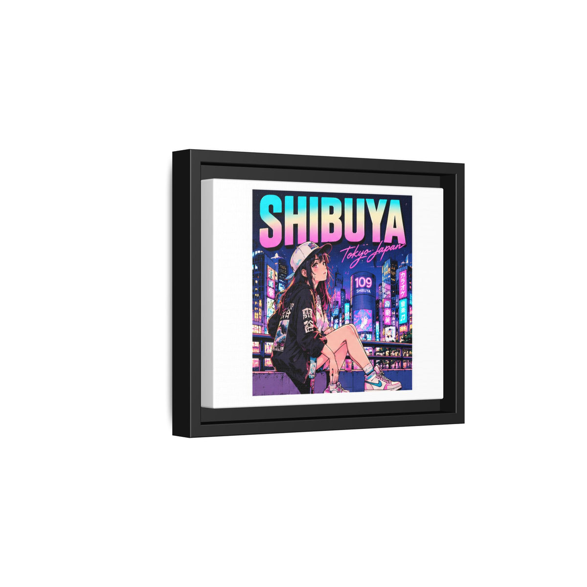 Shibuya Sky 3 City Pop Tokyo Anime Girl Matte Framed Canvas Print