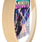 Shibuya Sky 3 City Pop Neon Anime Wall Clock — Retro Tokyo Sunset Design