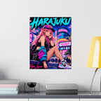 Harajuku Style 2 Neon City Anime Girl Satin Poster — Tokyo Japan Anime Wall Art
