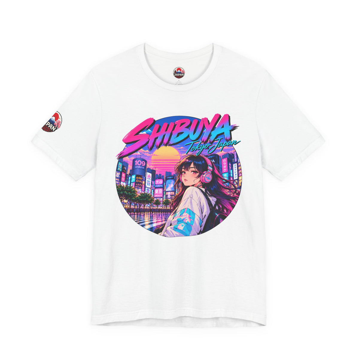 Shibuya Sky 1 Tokyo Neon Anime Tee — Retro Citypop Girl T-Shirt