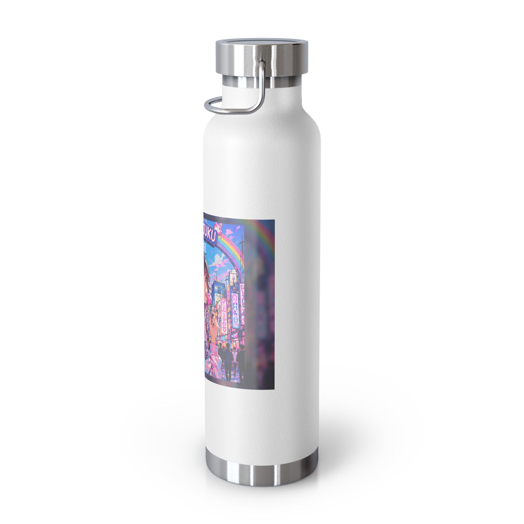 Harajuku Style 1 Neon City Anime Girl Water Bottle — 22oz Copper Vacuum Insulated