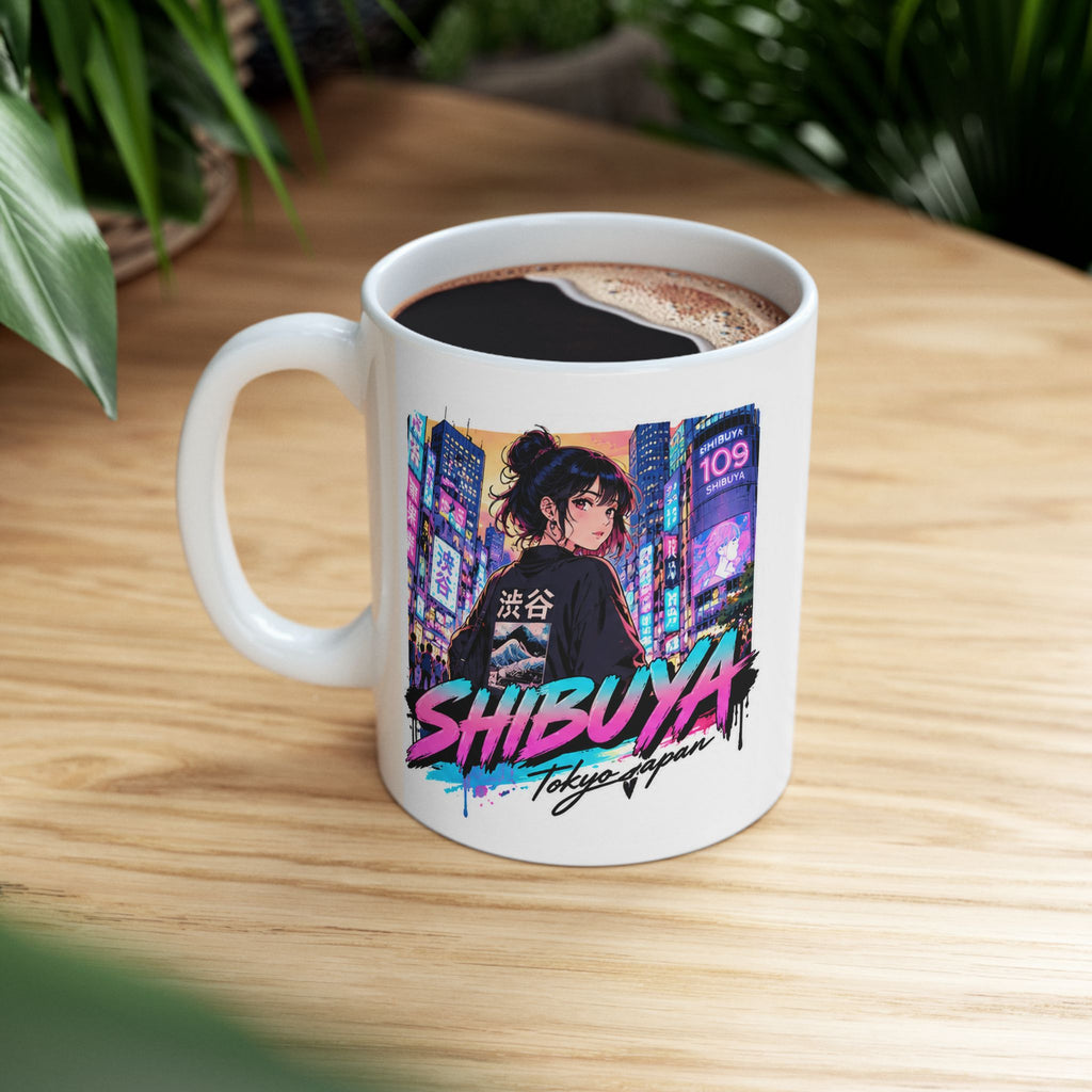 Shibuya Sky 5 Tokyo City Pop Night City Coffee Mug - Shibuya Neon Retro Vaporwave 11oz/15oz