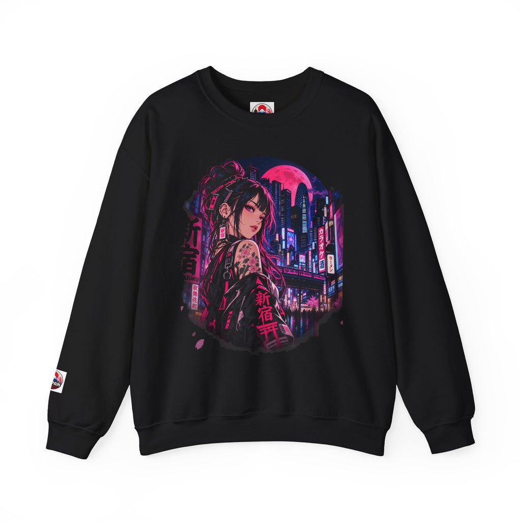 Anime Cyberpunk Sweatshirt - Neon Pink Tokyo 'Shinjuku' Crewneck
