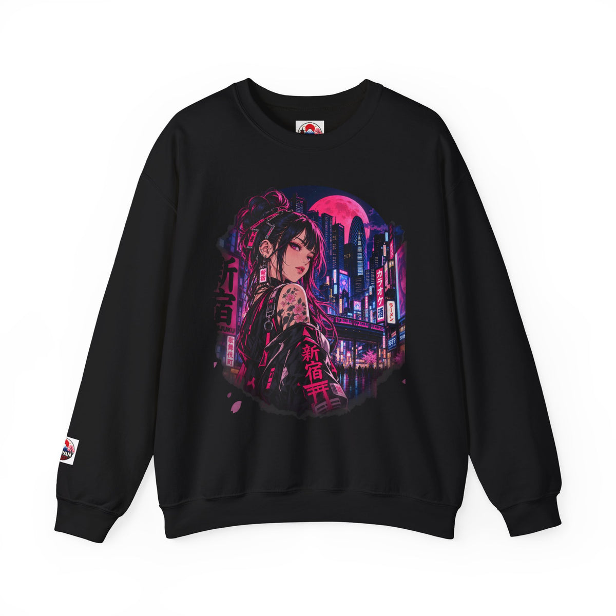 Anime Cyberpunk Sweatshirt - Neon Pink Tokyo 'Shinjuku' Crewneck