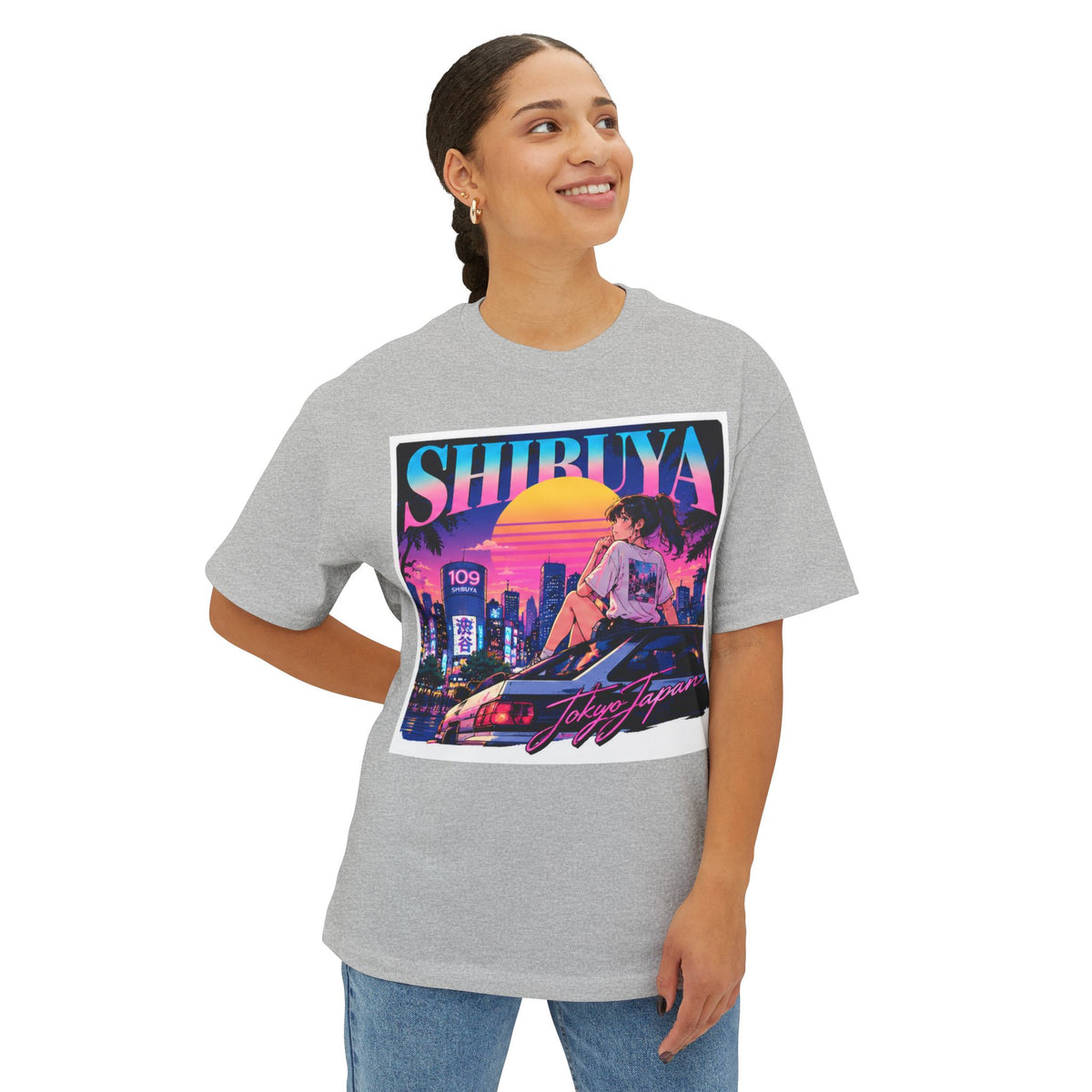 Shibuya Sky 6 Tokyo City Pop Neon Anime Tee — Retro Japanese Cityscape Graphic T-Shirt