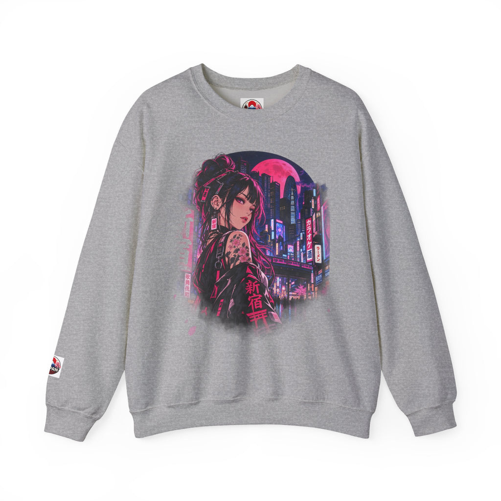 Anime Cyberpunk Sweatshirt - Neon Pink Tokyo 'Shinjuku' Crewneck