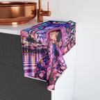 Shibuya Sky 4 City Pop Neon Sunset Hand Towel — Retro Sakura Tokyo Design