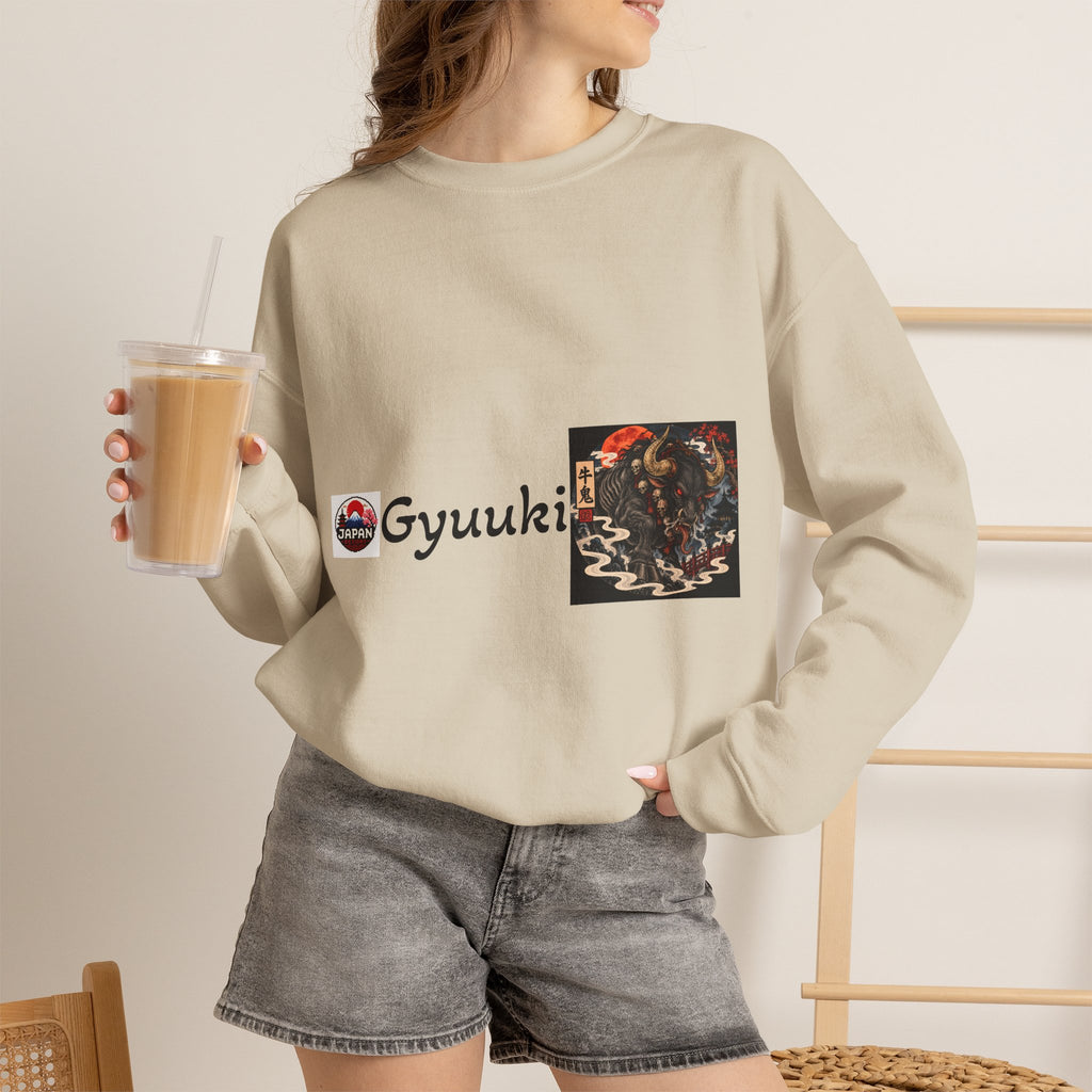 Gyuuki Yokai Halloween with vintage art Sweatshirt | Japanese monster crewneck