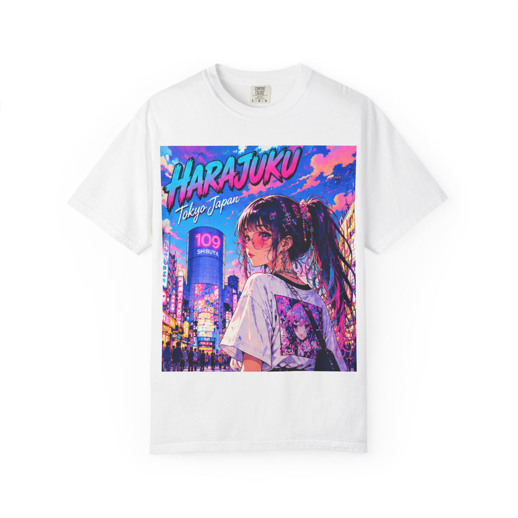 Harajuku Style 9 Neon City Anime Girl T-Shirt – Tokyo Streetwear Graphic Tee