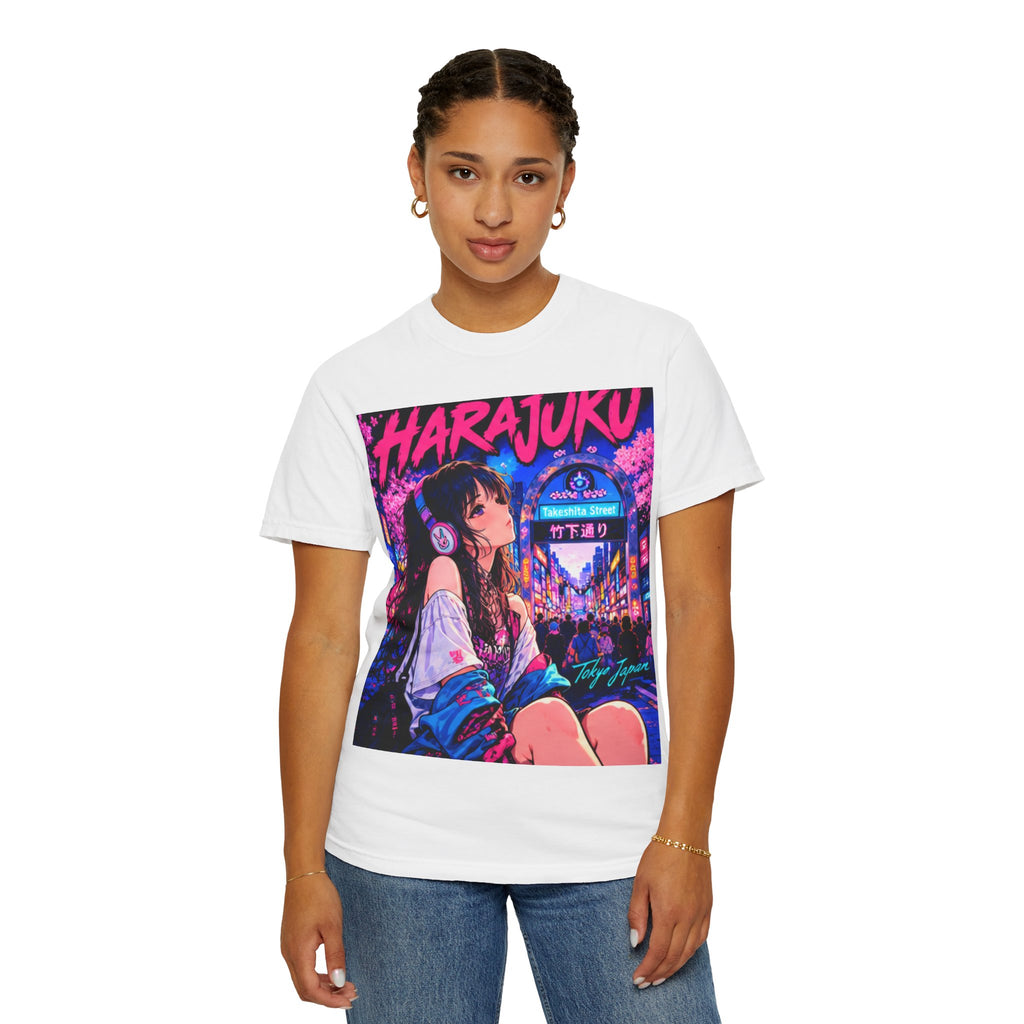 Harajuku Style 5 Neon City Anime Girl T-Shirt – Tokyo Streetwear Graphic Tee