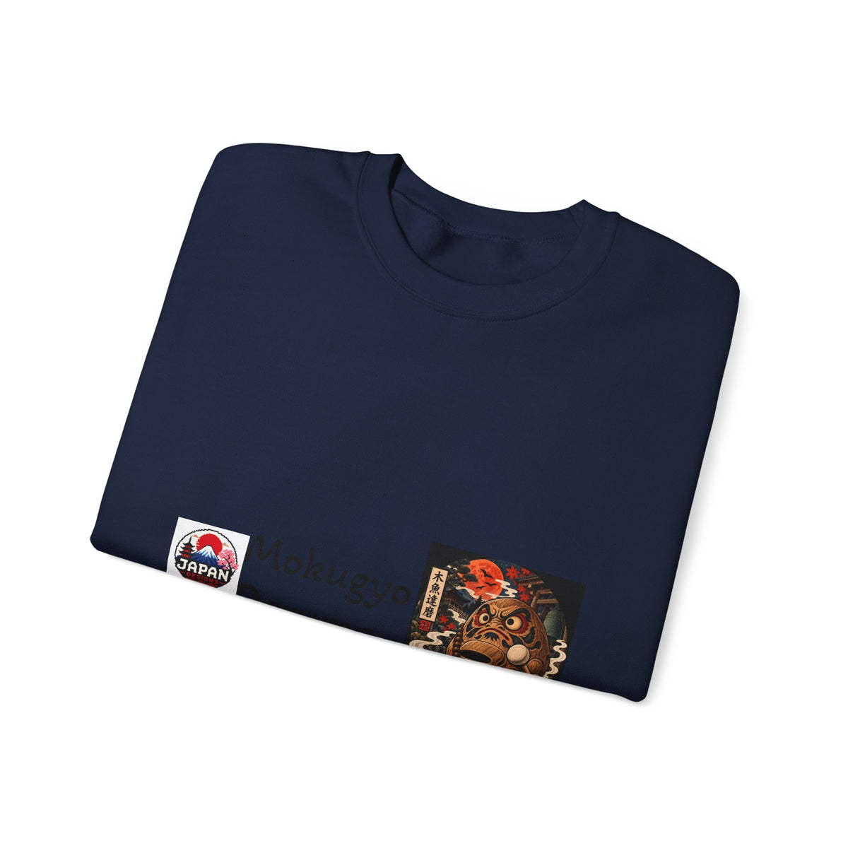 Mokugyo Daruma Yokai Halloween Illustration Crewneck Sweatshirt | Japanese Buddhist Motif