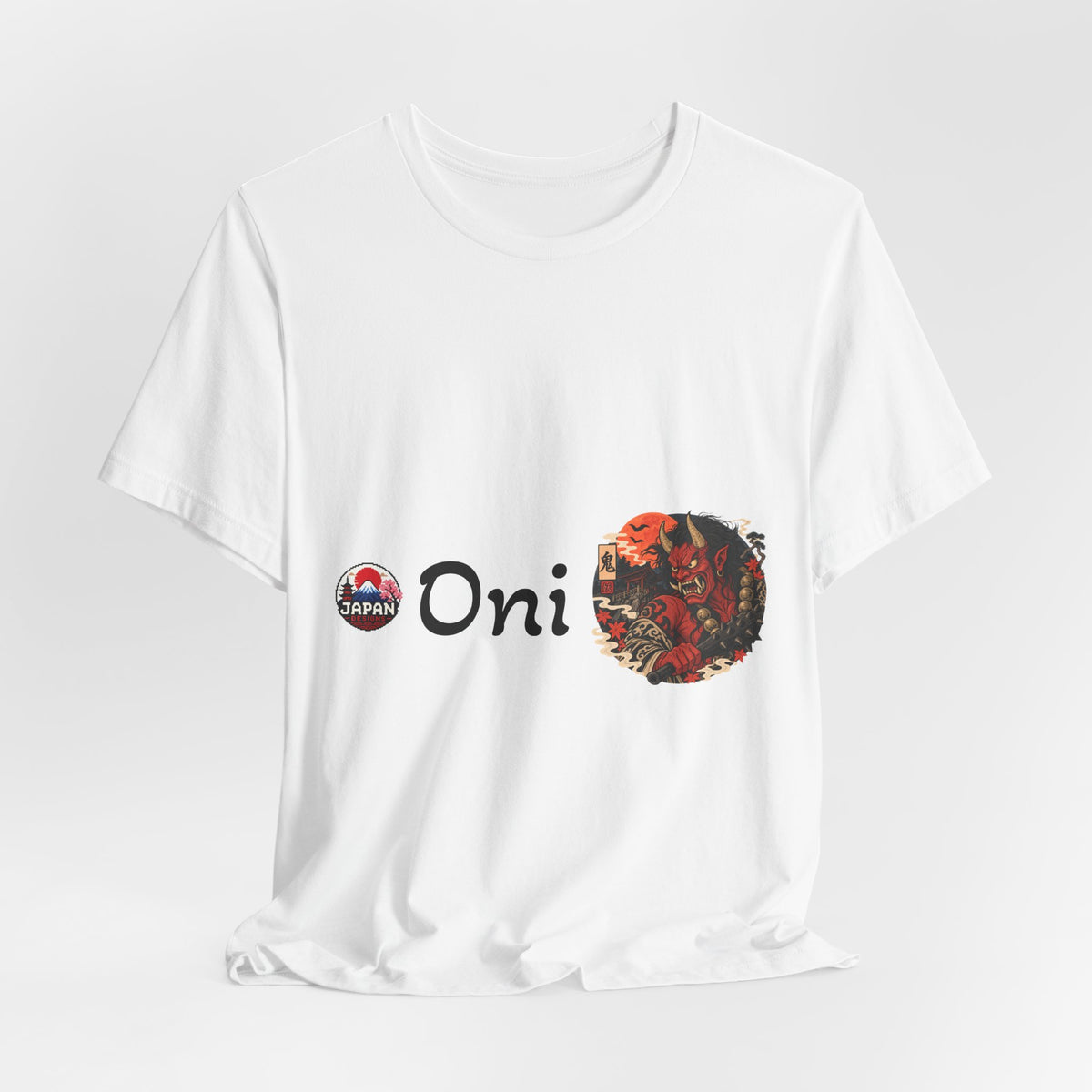 Oni Japanese Demon Yokai Halloween Illustration T-Shirt | Samurai Mask Graphic