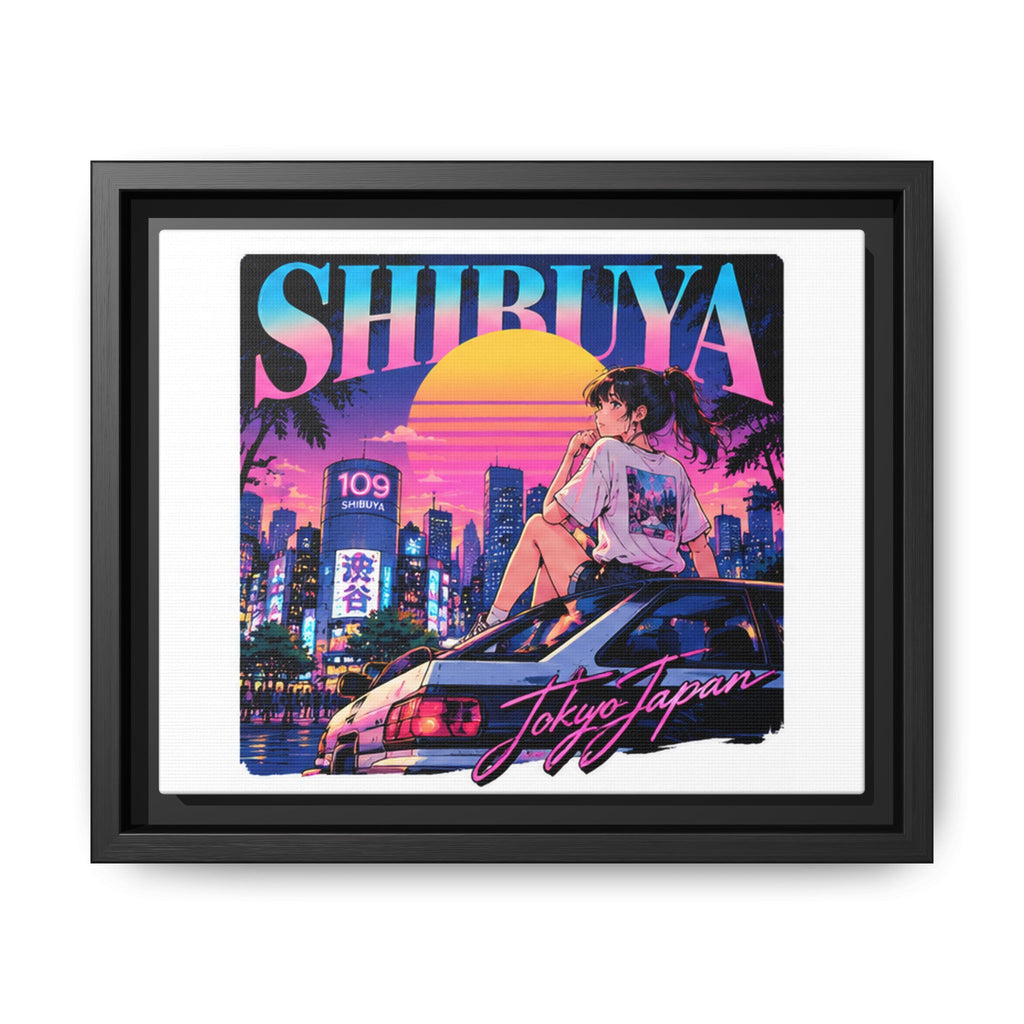 Shibuya Sky 6 City Pop Tokyo Anime Girl Matte Framed Canvas Print