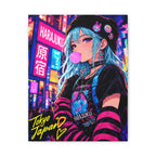 Harajuku Style 4 Neon City Tokyo Anime Girl Matte Canvas Wall Art