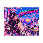 Harajuku Style 13 Neon City Anime Girl Satin Poster — Tokyo Japan Anime Wall Art