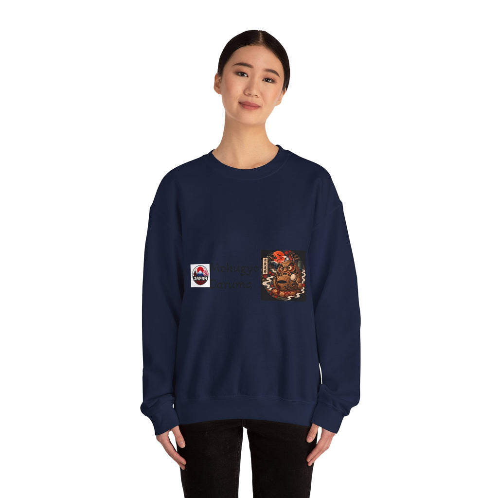 Mokugyo Daruma Yokai Halloween Illustration Crewneck Sweatshirt | Japanese Buddhist Motif
