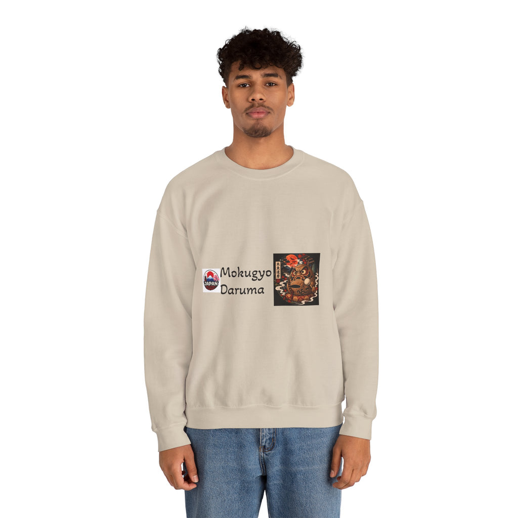 Mokugyo Daruma Yokai Halloween Illustration Crewneck Sweatshirt | Japanese Buddhist Motif
