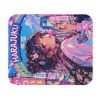 Harajuku Style 7 Neon City Anime Girl Mouse Pad — Retro Tokyo Anime Desk Mat