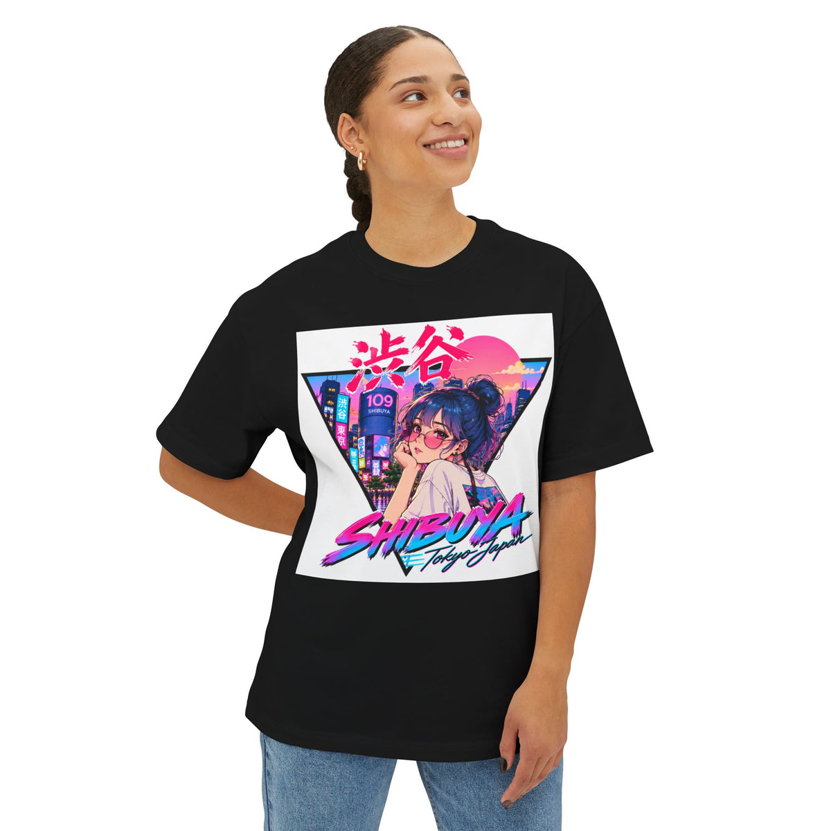 Shibuya Sky 2 City Pop Neon Anime Tee — Retro Japanese Cityscape Graphic T-Shirt
