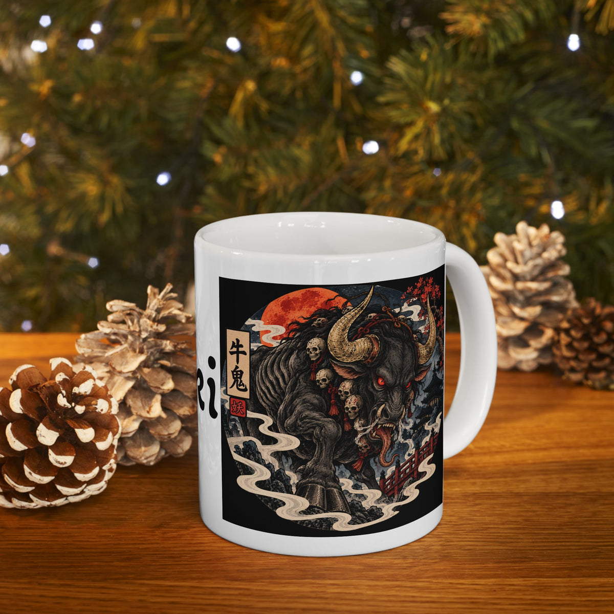 Gyuuki Japanese Halloween Yokai Illustration Mug | Ceramic Coffee Cup