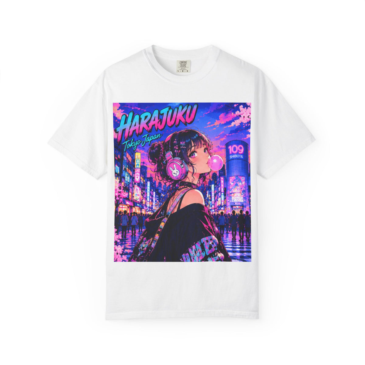 Harajuku Style 11 Neon City Anime Girl T-Shirt – Tokyo Streetwear Graphic Tee