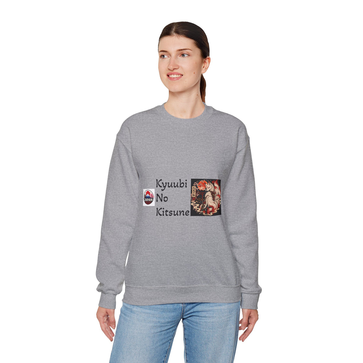 Kyuubi No Kitsune Yokai Halloween Crewneck Sweatshirt | Japanese Fox Spirit Graphic