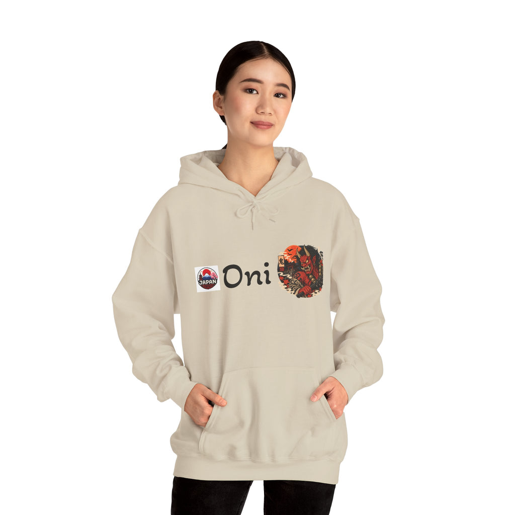 Oni Red Mask Yokai Halloween Art Hoodie | Japanese Demon Illustration