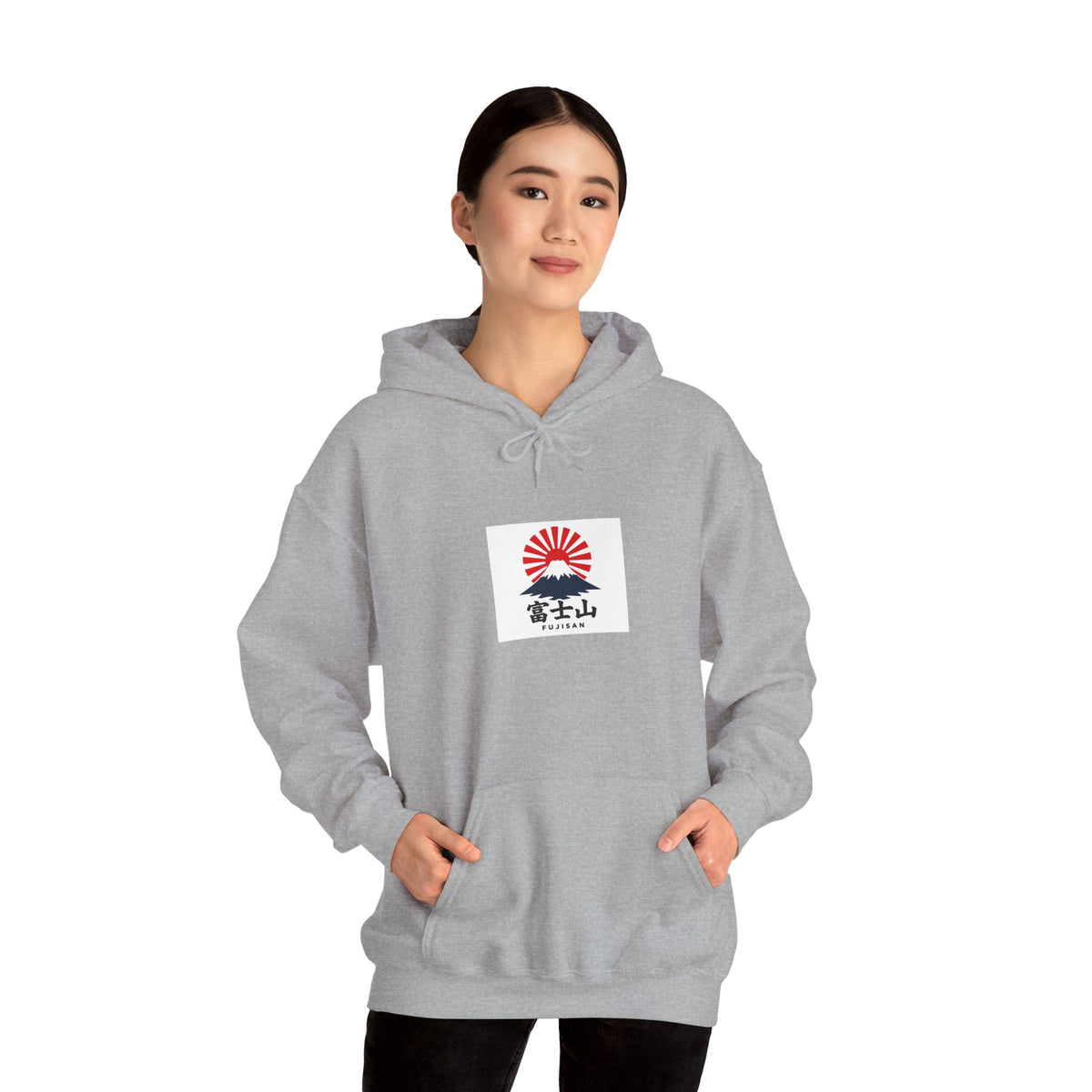 Rising Sun Mount Fuji Hoodie | Japanese Kanji Graphic