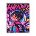Harajuku Style 1 Neon City Tokyo Anime Girl Matte Canvas Wall Art