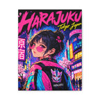 Harajuku Style 1 Neon City Tokyo Anime Girl Matte Canvas Wall Art