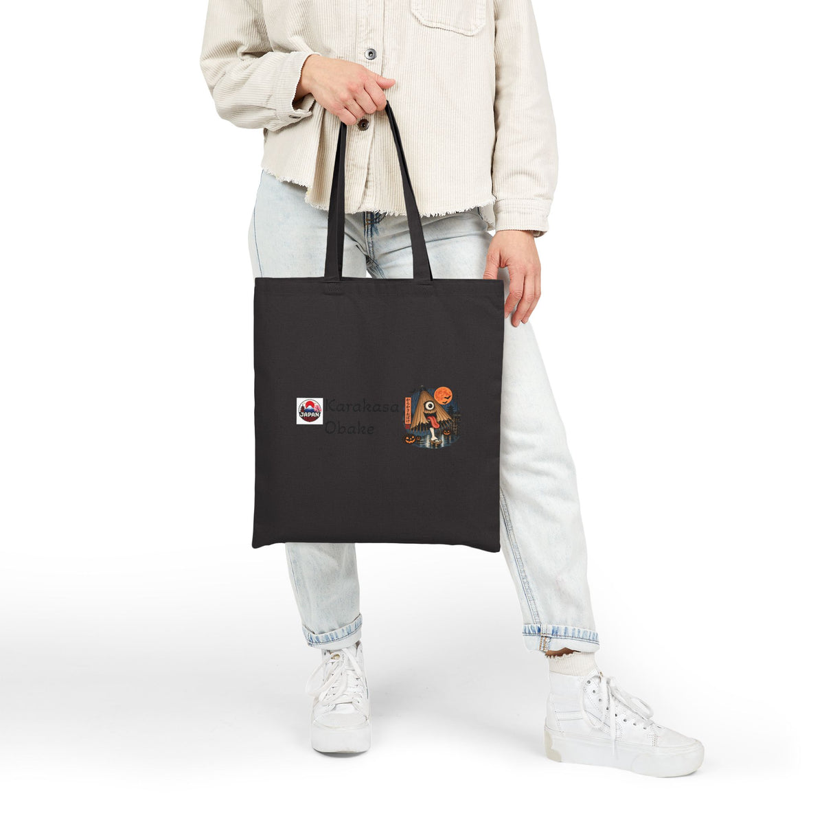 Karakasa Obake Halloween Illustration Tote Bag | Japanese Yokai Canvas Tote