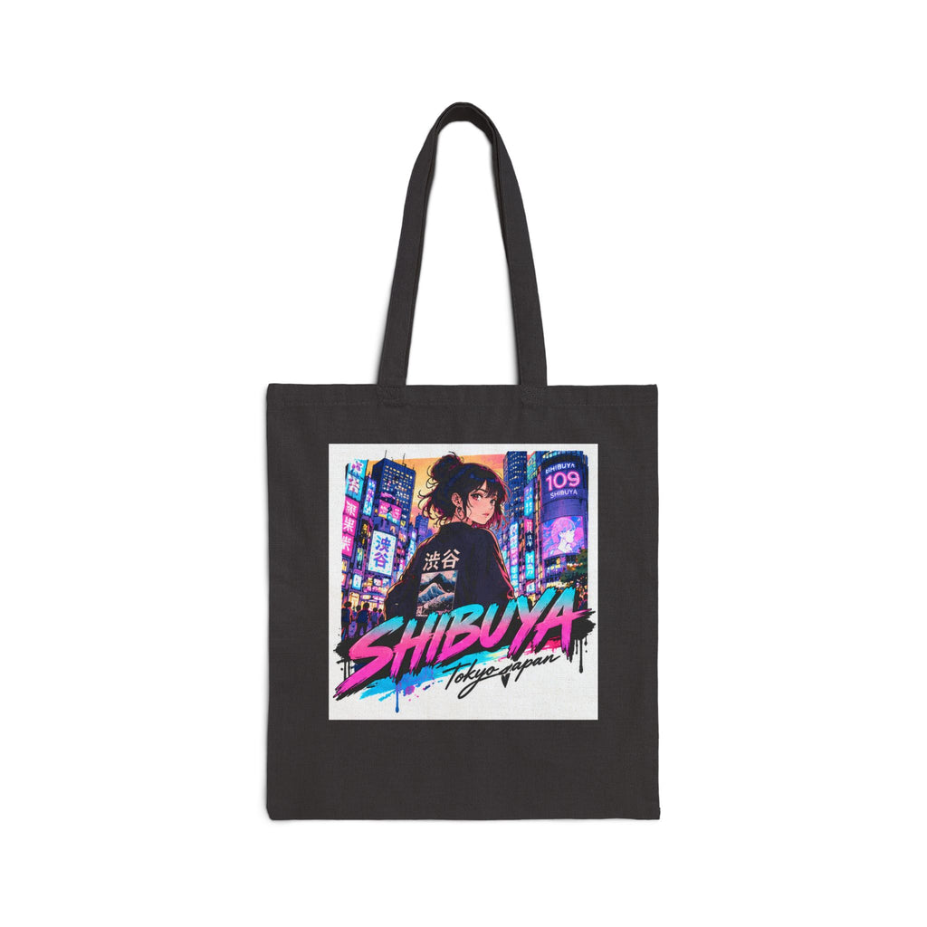 Shibuya Sky 5 Tokyo Neon City Tote Bag — Anime Aesthetic Canvas Shopper