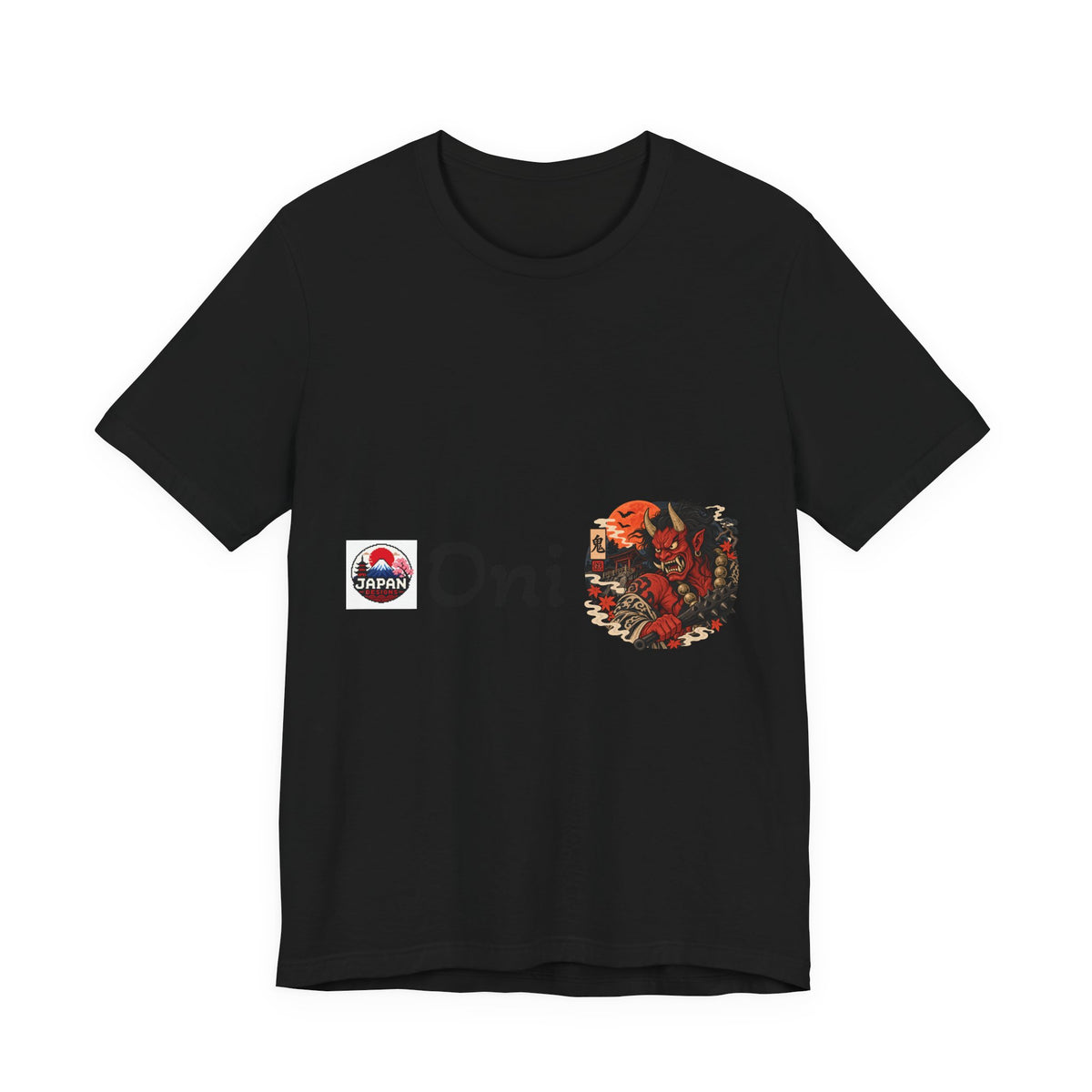 Oni Japanese Demon Yokai Halloween Illustration T-Shirt | Samurai Mask Graphic