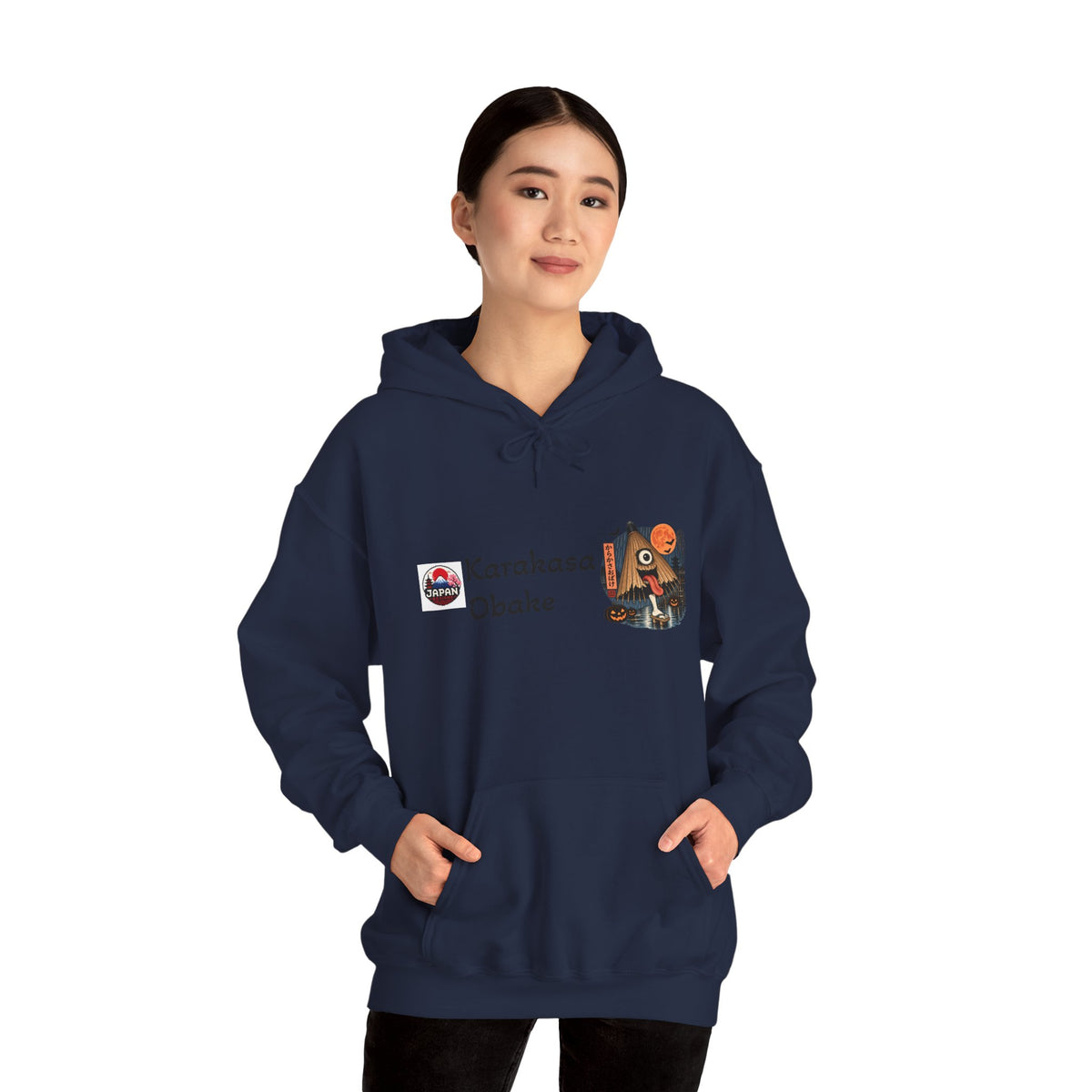 Karakasa Obake Halloween Ghost Illustration Hoodie | Japanese Yokai Hooded Sweatshirt